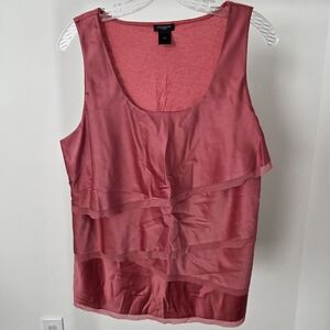 Ann Taylor Sleeveless Scoopneck Blouse Top in Coral, Size L